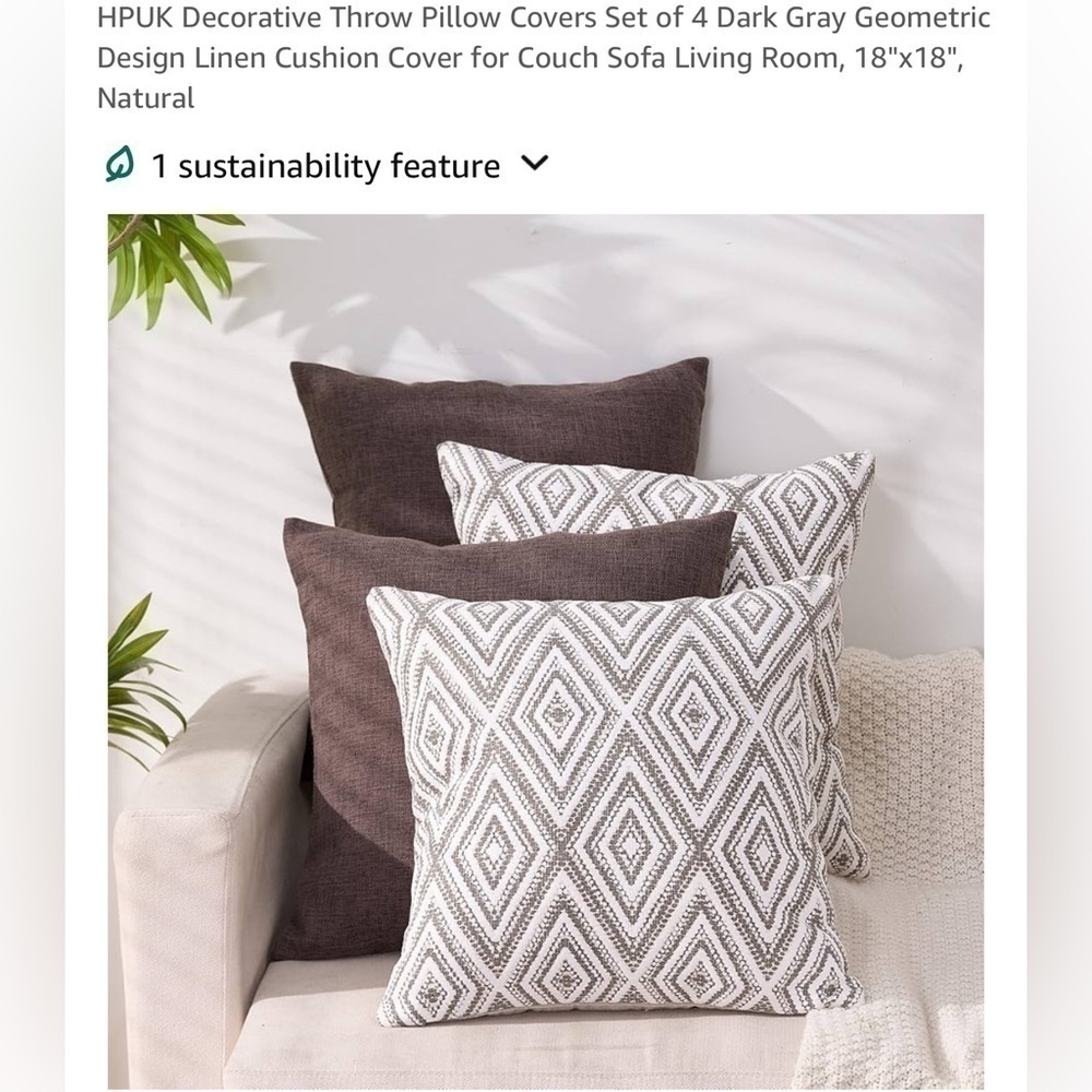 Pillow Covers 4 Pack 18x18 Inch grey geometric Pillow Cases Only No Insert - Picture 3 of 9